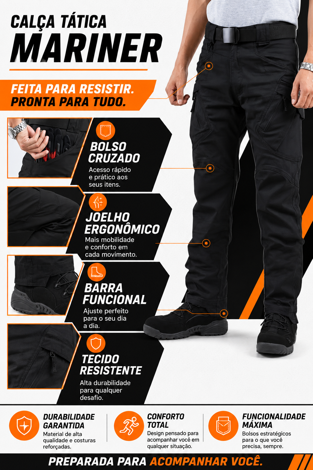 Calça Tática Mariner® - Preta