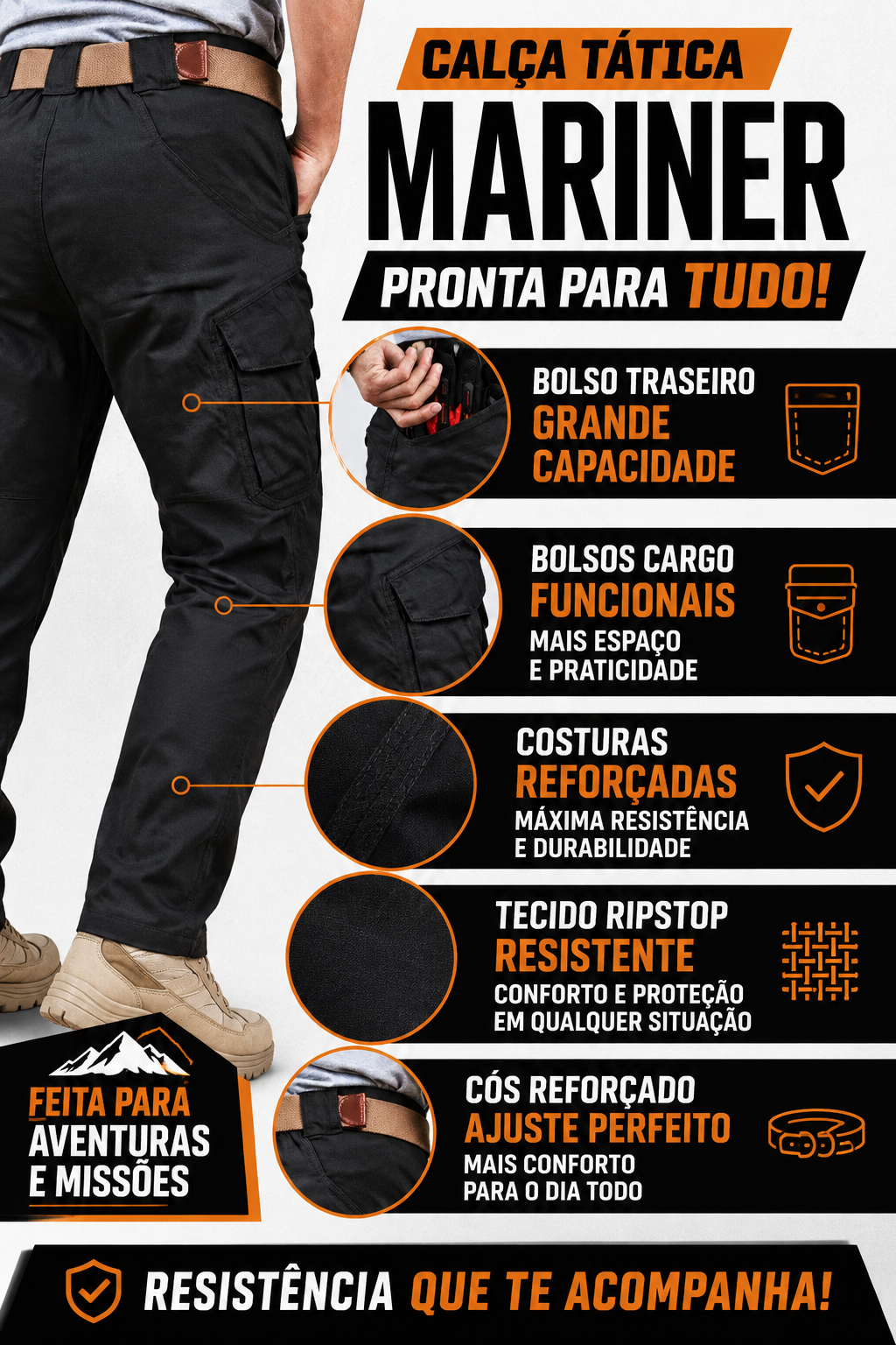 Calça Tática Mariner® - Preta