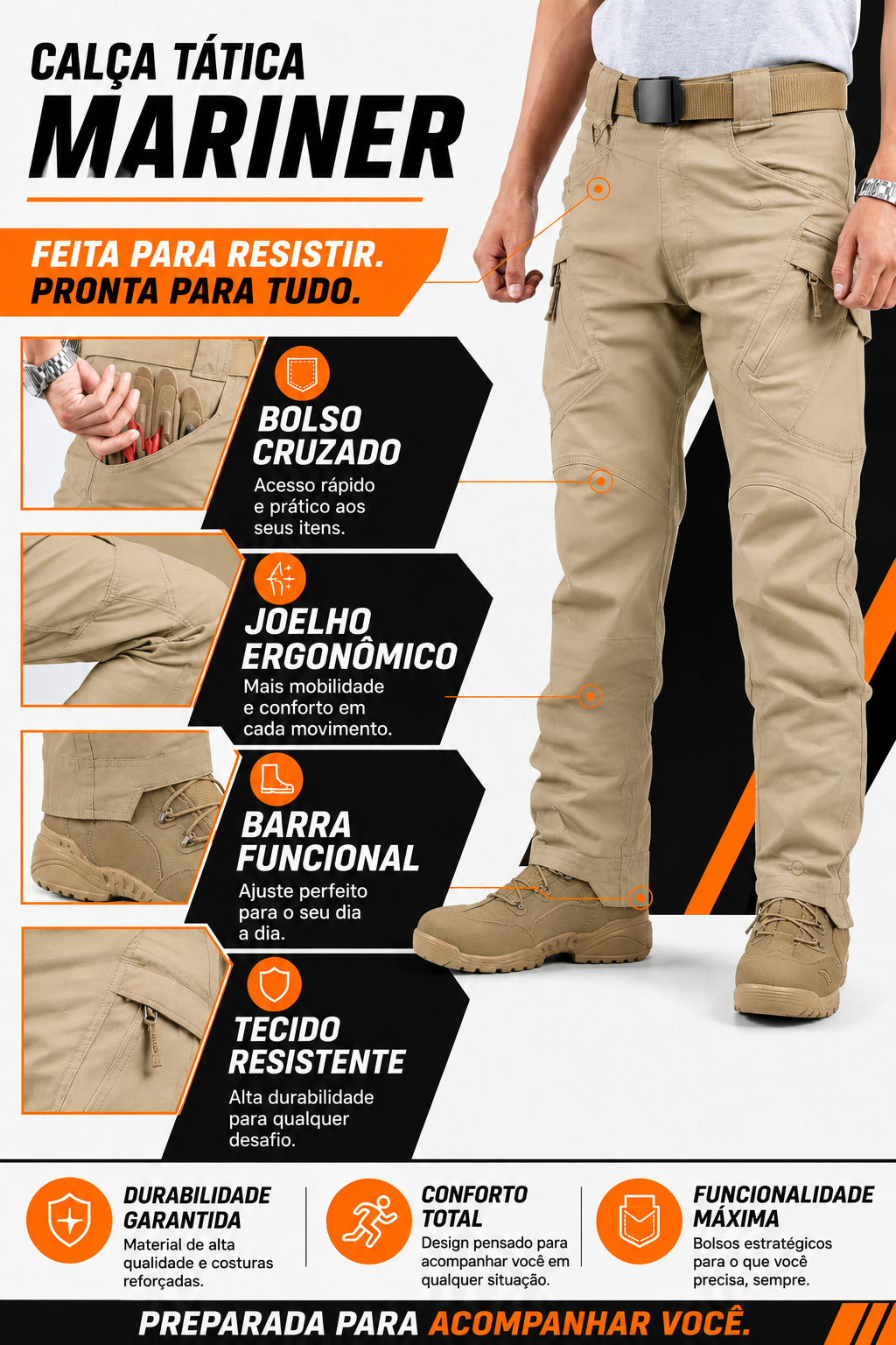 Calça Tática Mariner® - Cáqui