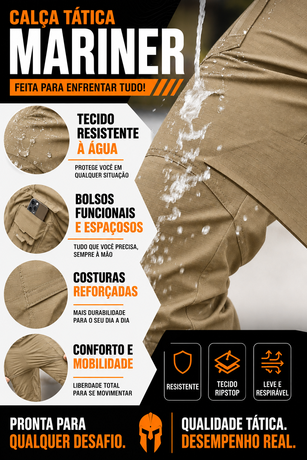 Calça Tática Mariner® - Cáqui