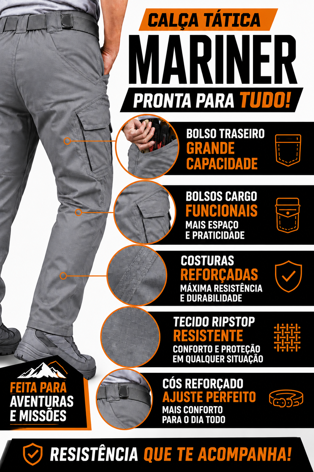 Calça Tática Mariner® - Cinza