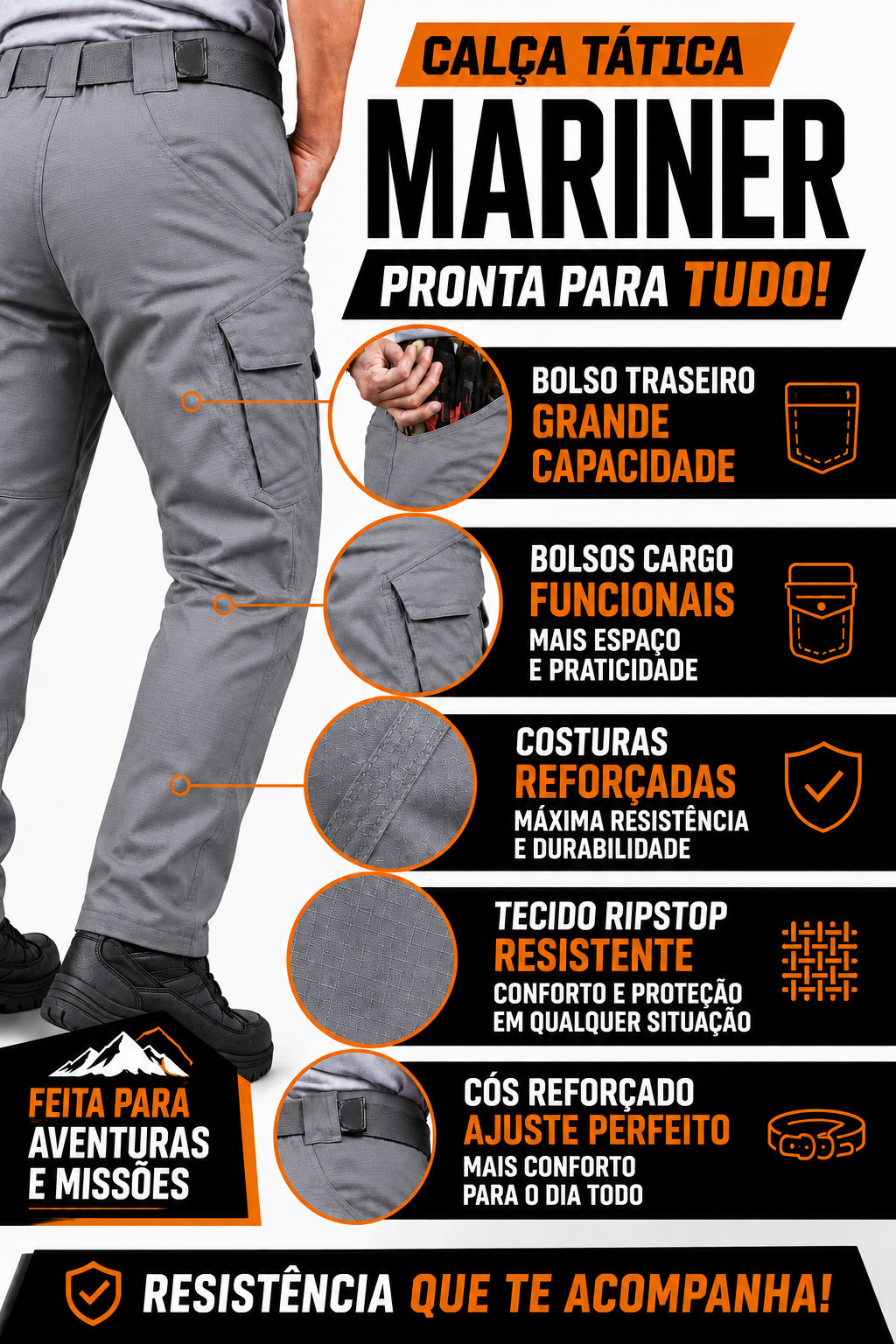 Calça Tática Mariner® - Cinza