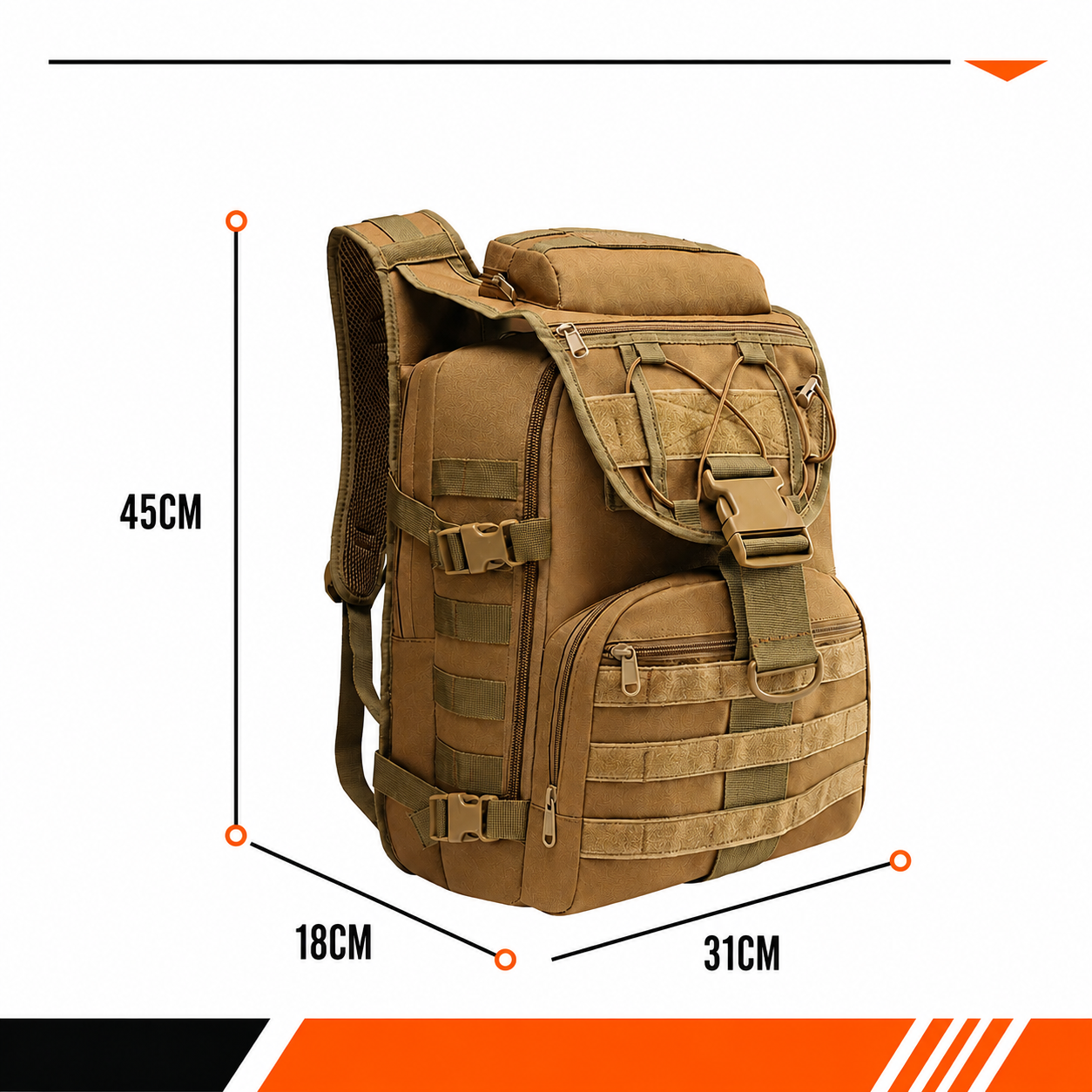 Mochila Tactical 40 Litros - Cáqui