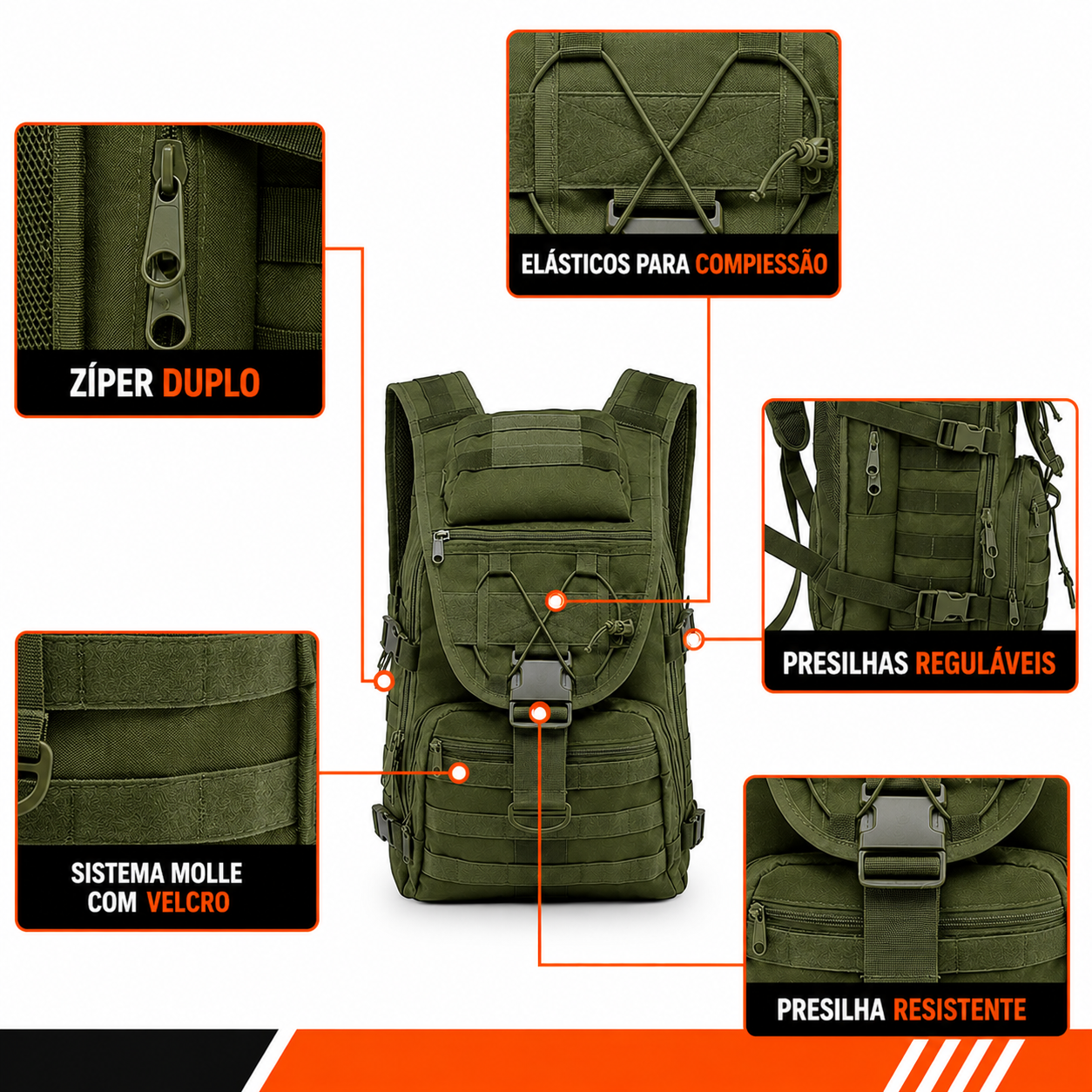 Mochila Tactical 40 Litros - Verde Oliva