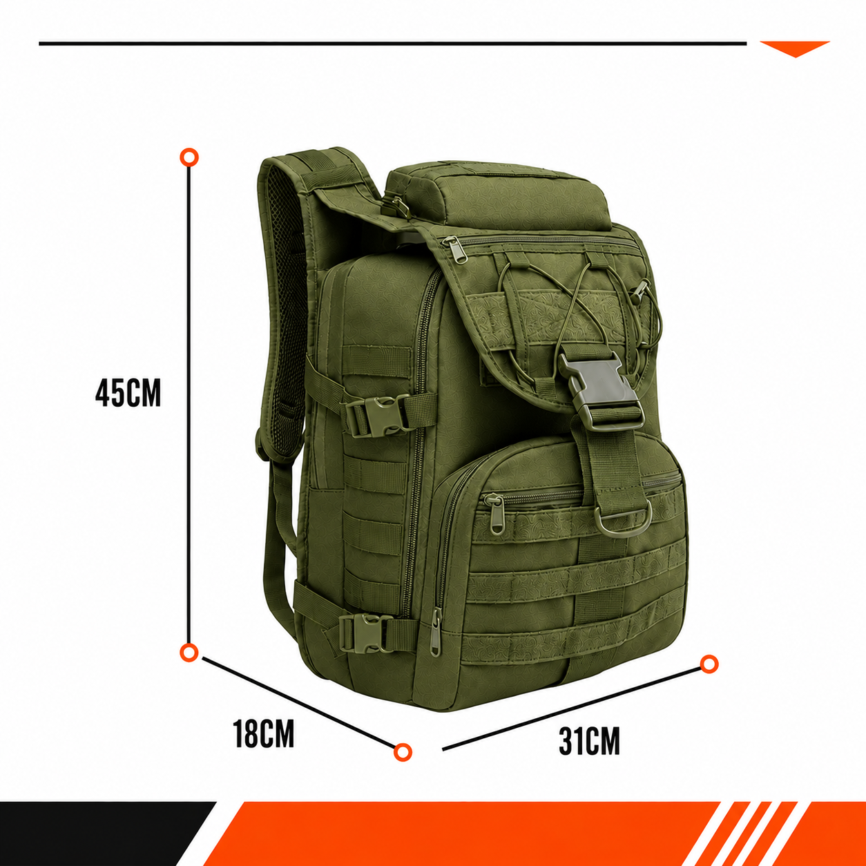 Mochila Tactical 40 Litros - Verde Oliva