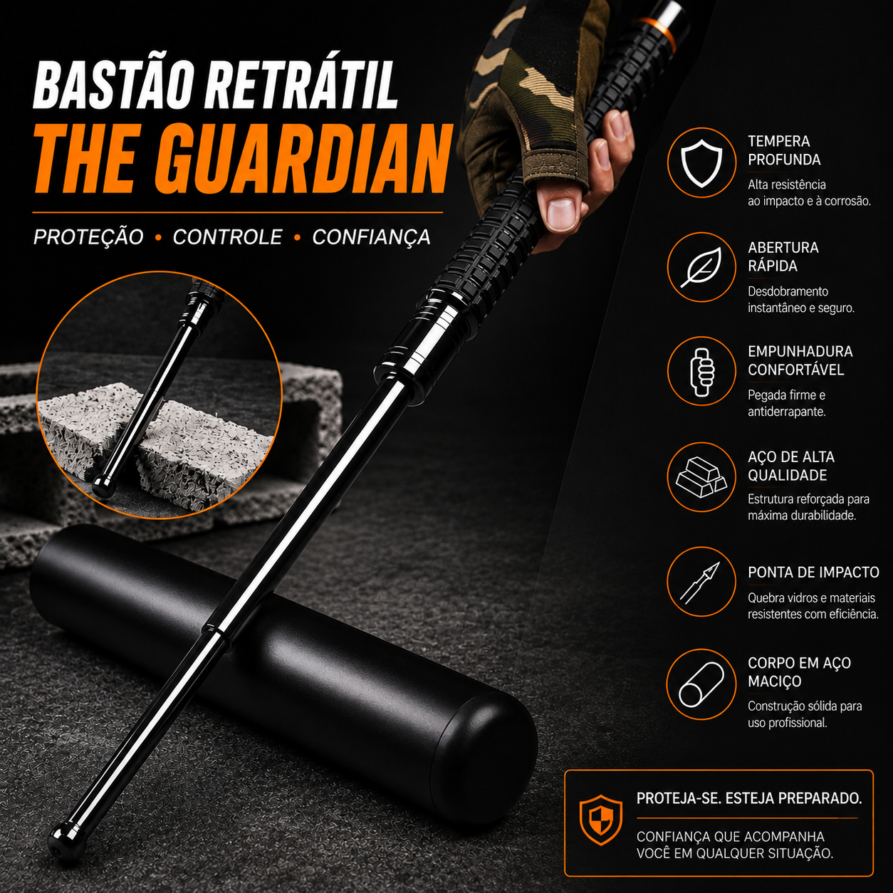 Bastão Retrátil Tático The Guardian