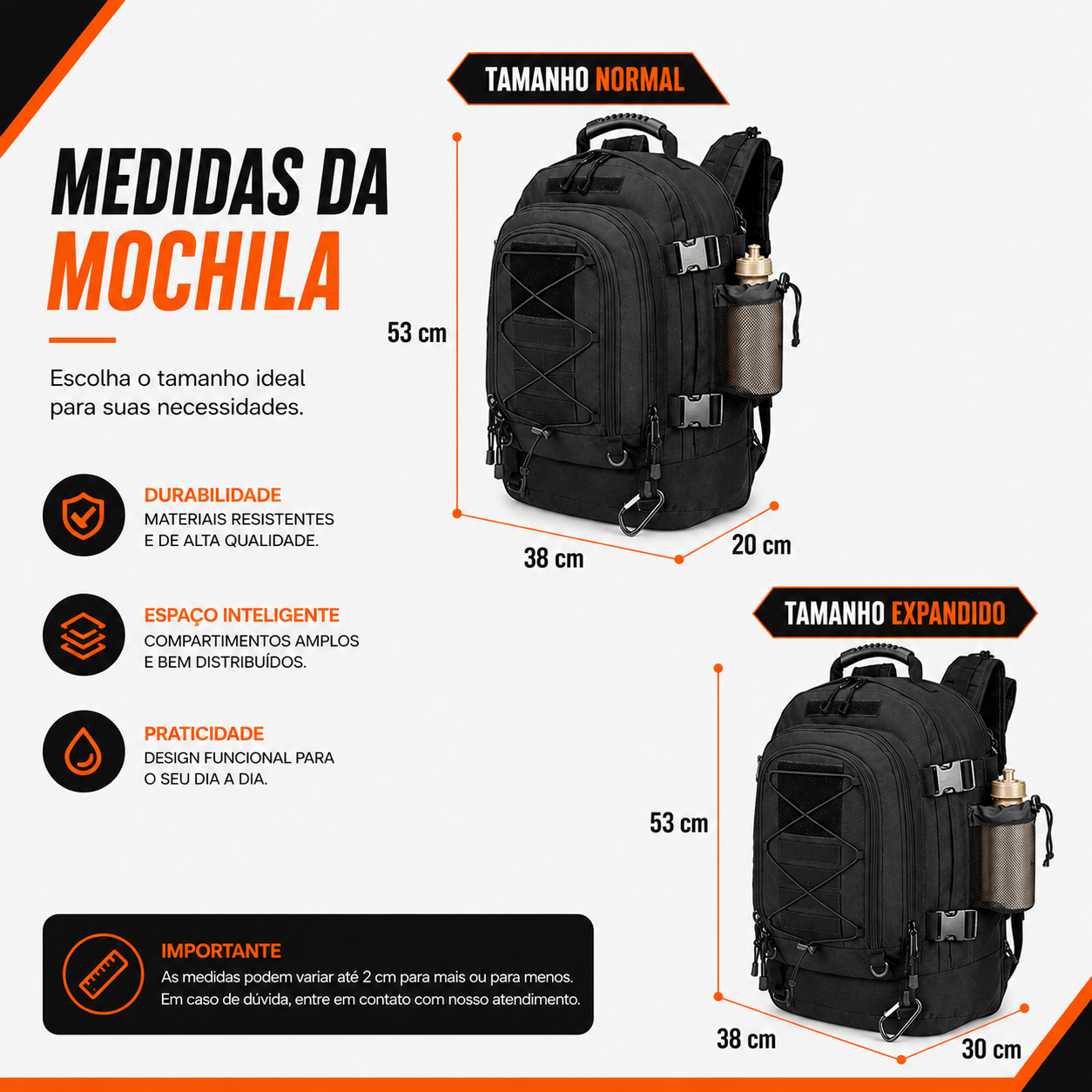 Mochila Expansível 40L > 60L Combat - Preta