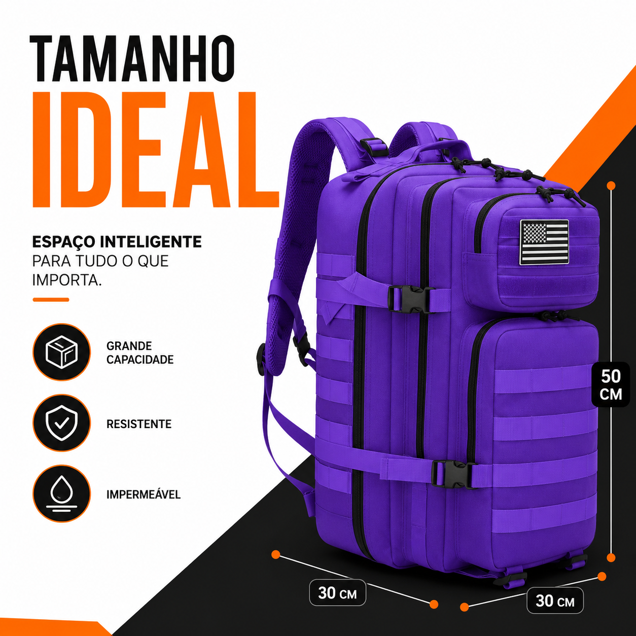 Mochila Tática Outdoor 50 Litros - Roxa