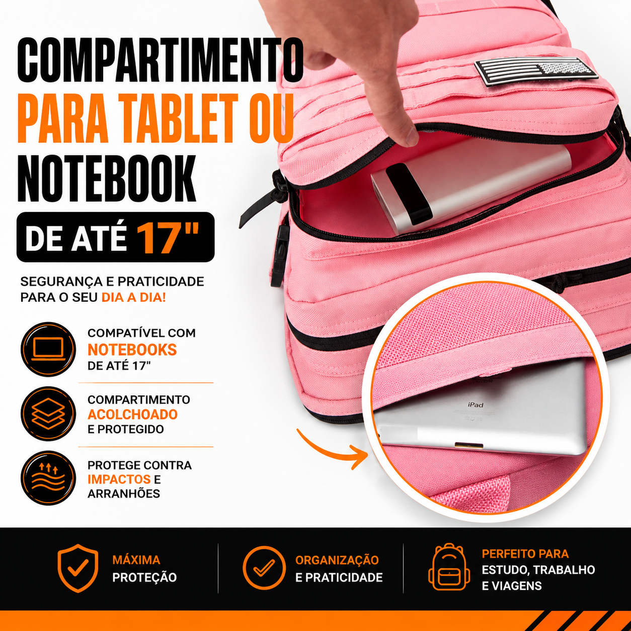 Mochila Tática Outdoor 50 Litros  - Rosa