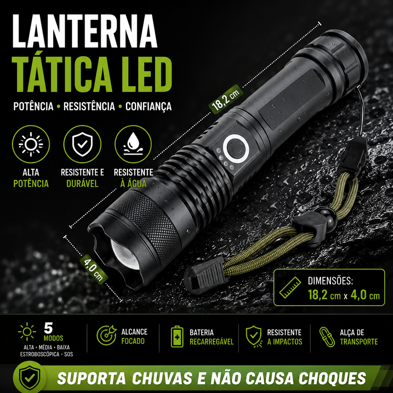 Lanterna Tática Recarregável SEAL