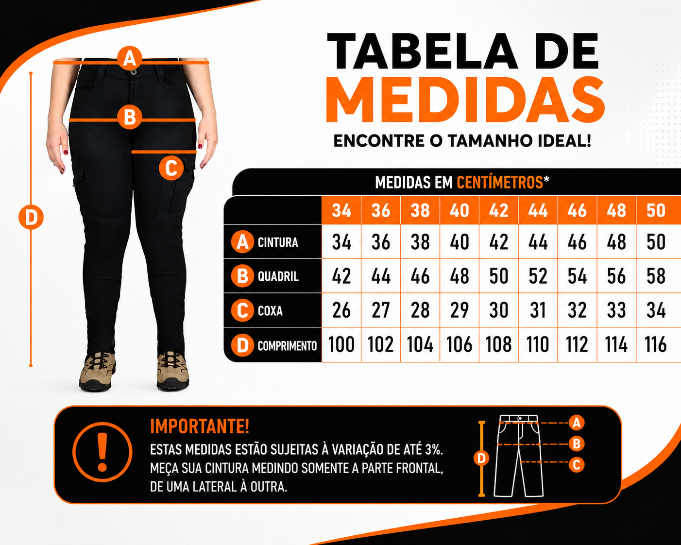 Calça Tática Feminina Combat - Preta