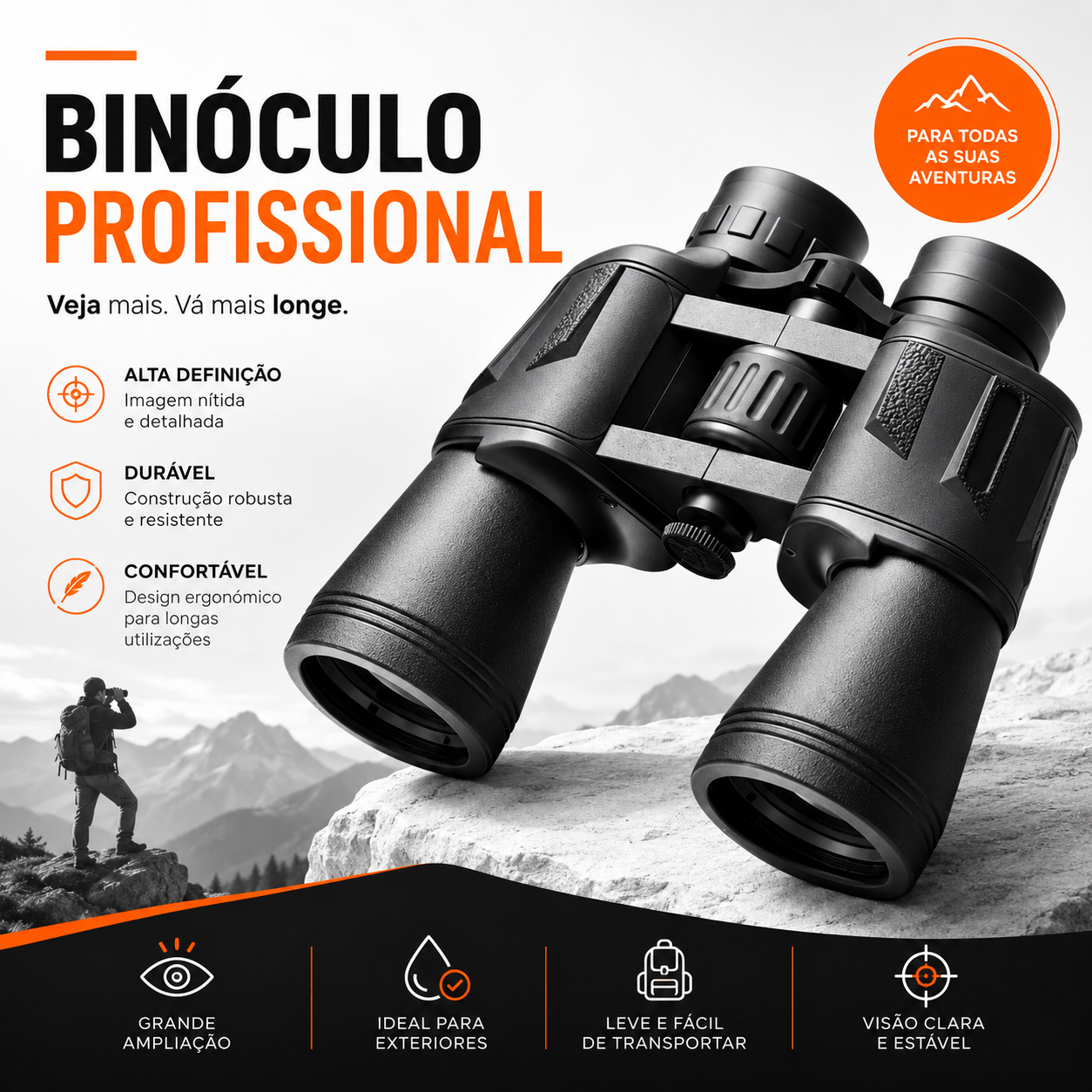 Binóculo Profissional - Alcance de até 10 km