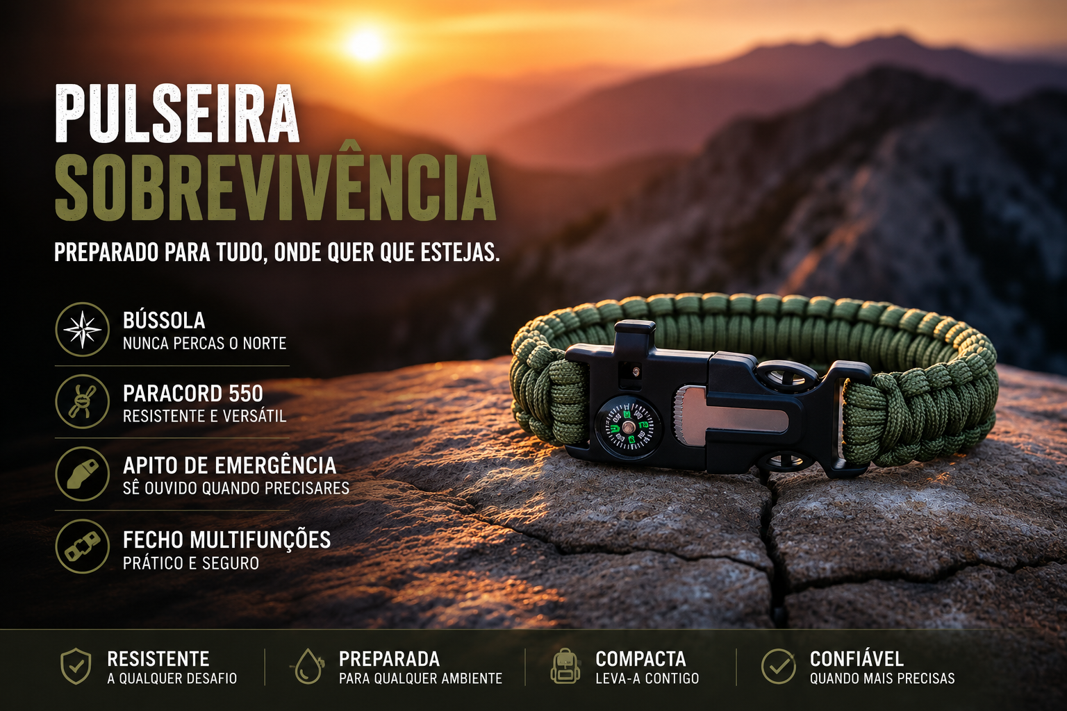Pulseira Militar Paracord Militar Profissional