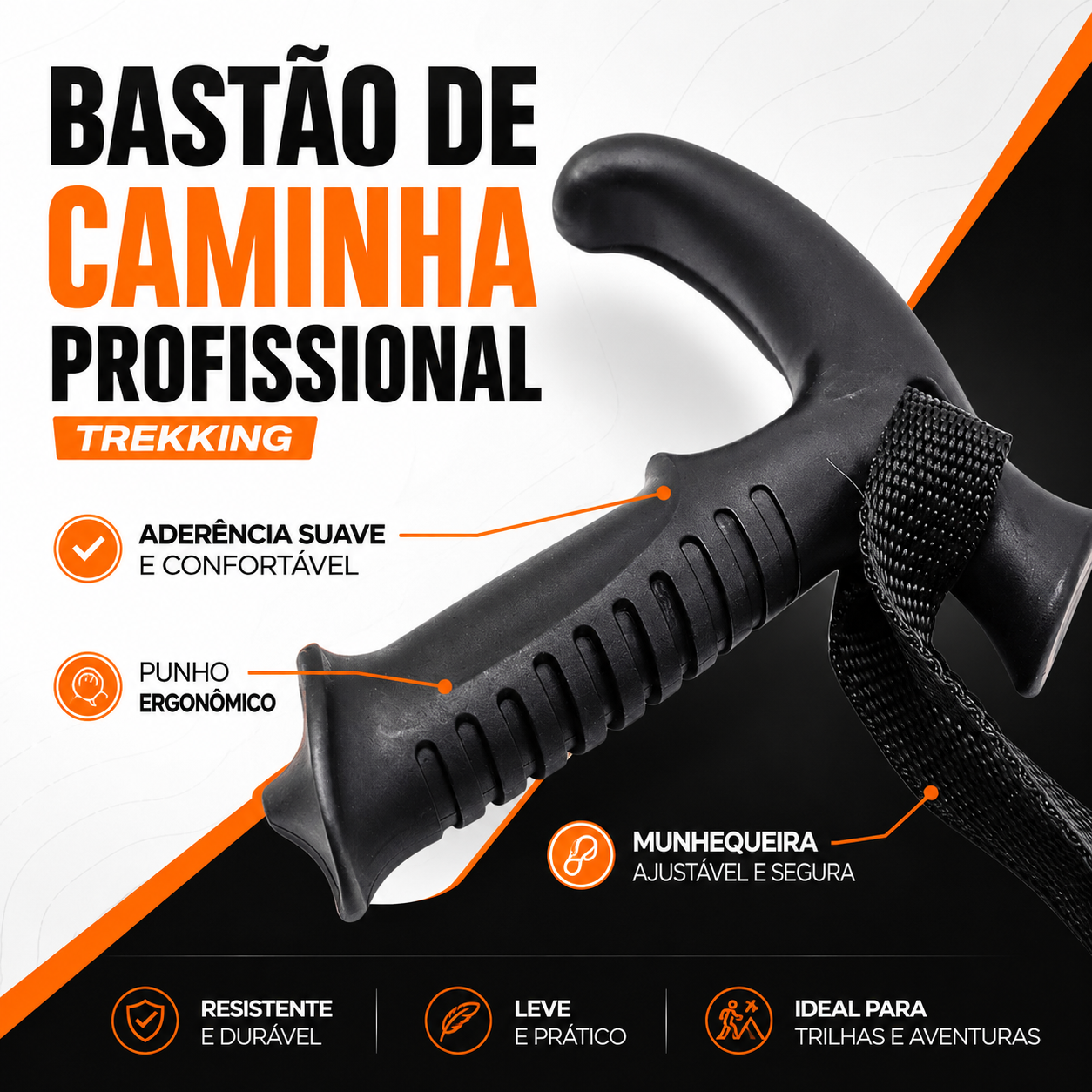 Bastão de Caminhada Profissional Anti-Choque Trekking
