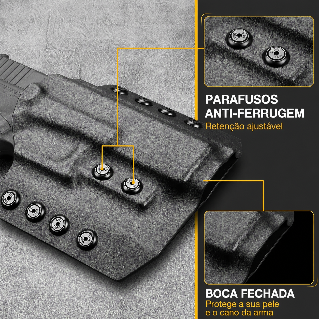 Coldre Ostensivo de Kydex com Passador de Cinto – Linha CZ (P-07, P-09 e P-10 C)