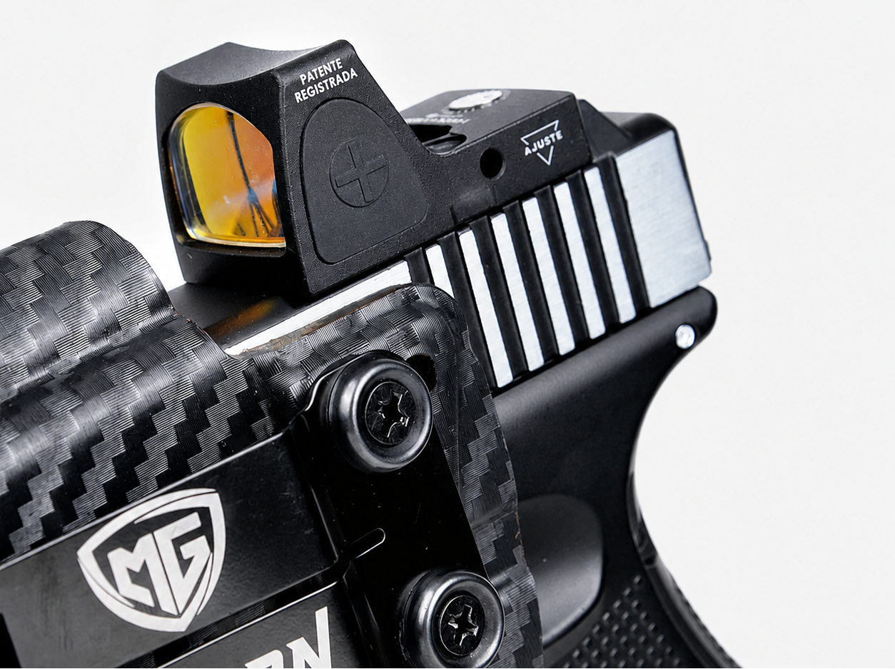 Coldre Velado de Kydex ou Fibra de Carbono p/ Glock - G19 / G19X / G44 / G45 / G22 /G23 / G31 /G32 com Lanterna e Red Dot