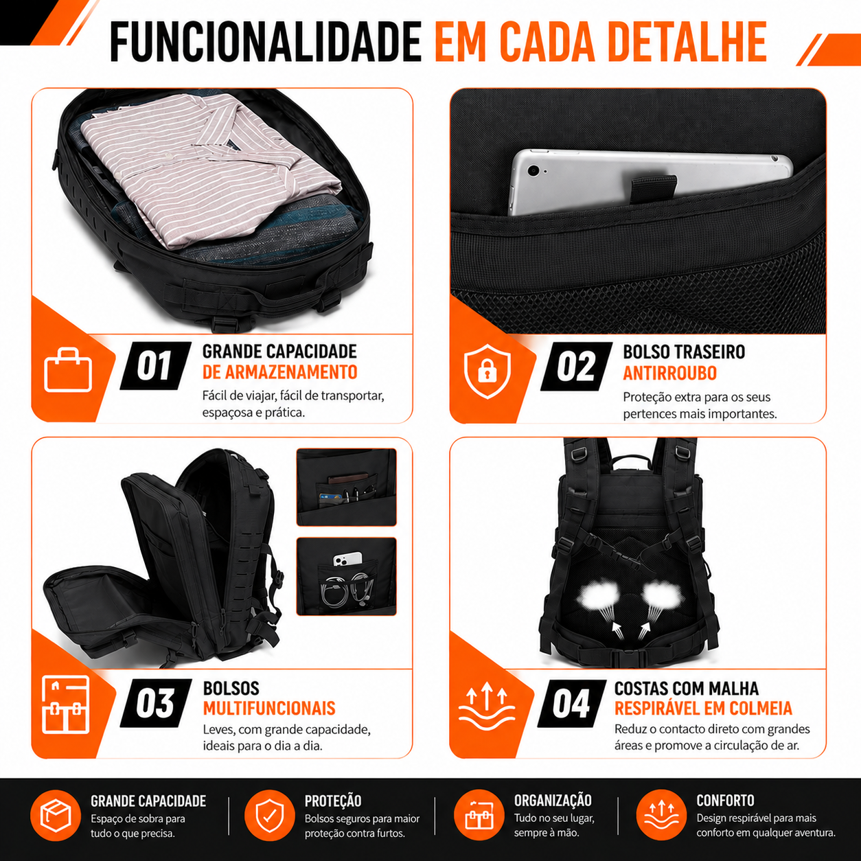 Mochila Tática Mariner 50 Litros - Preta