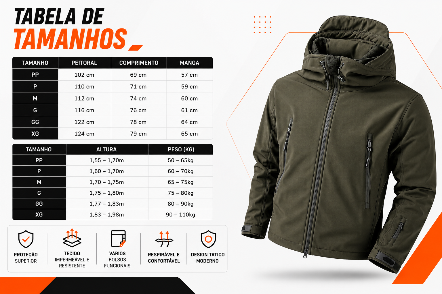 Jaqueta Tática Vanguard - Verde Oliva