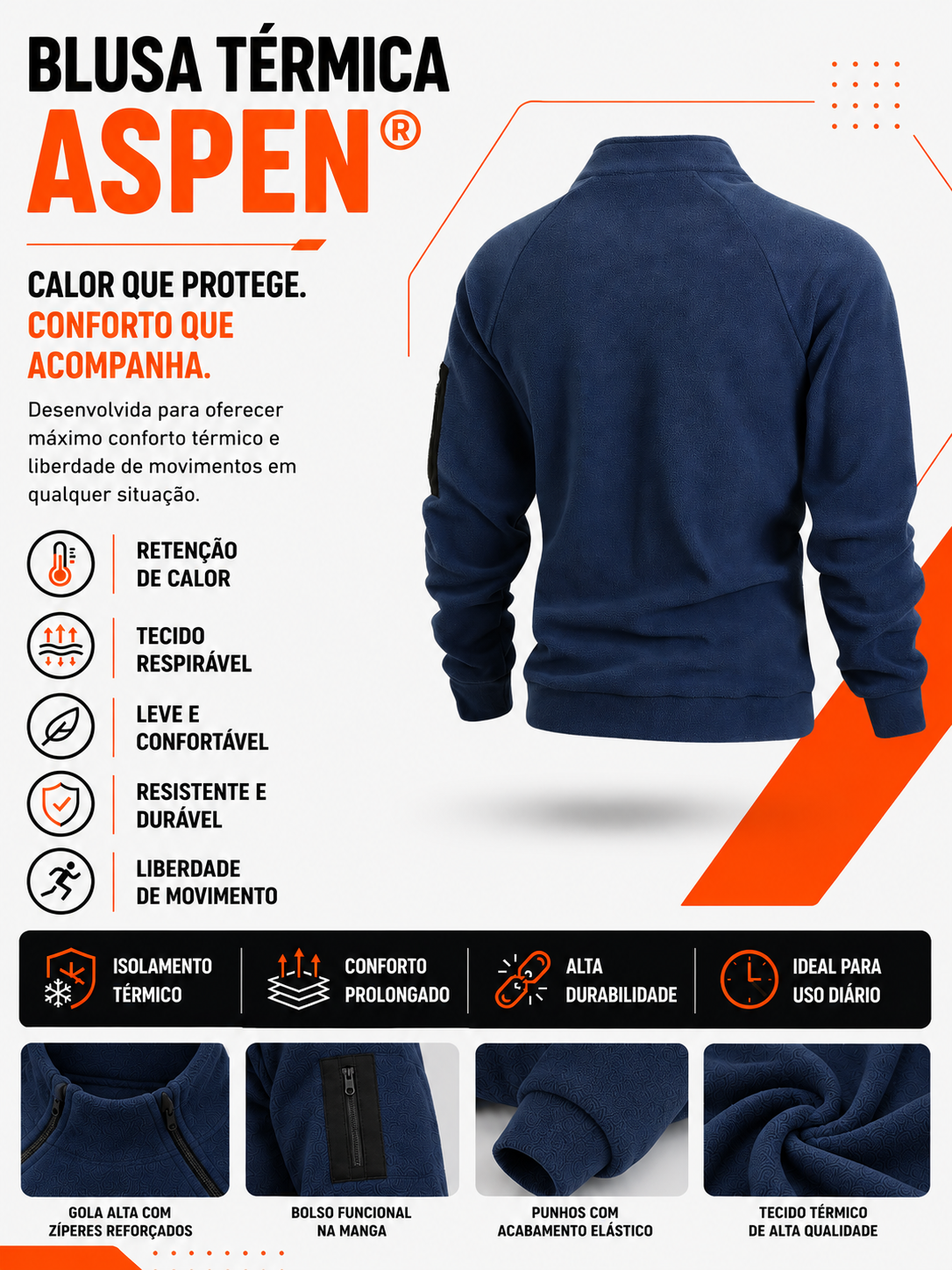 Blusa Térmica Aspen® - Azul Marinho