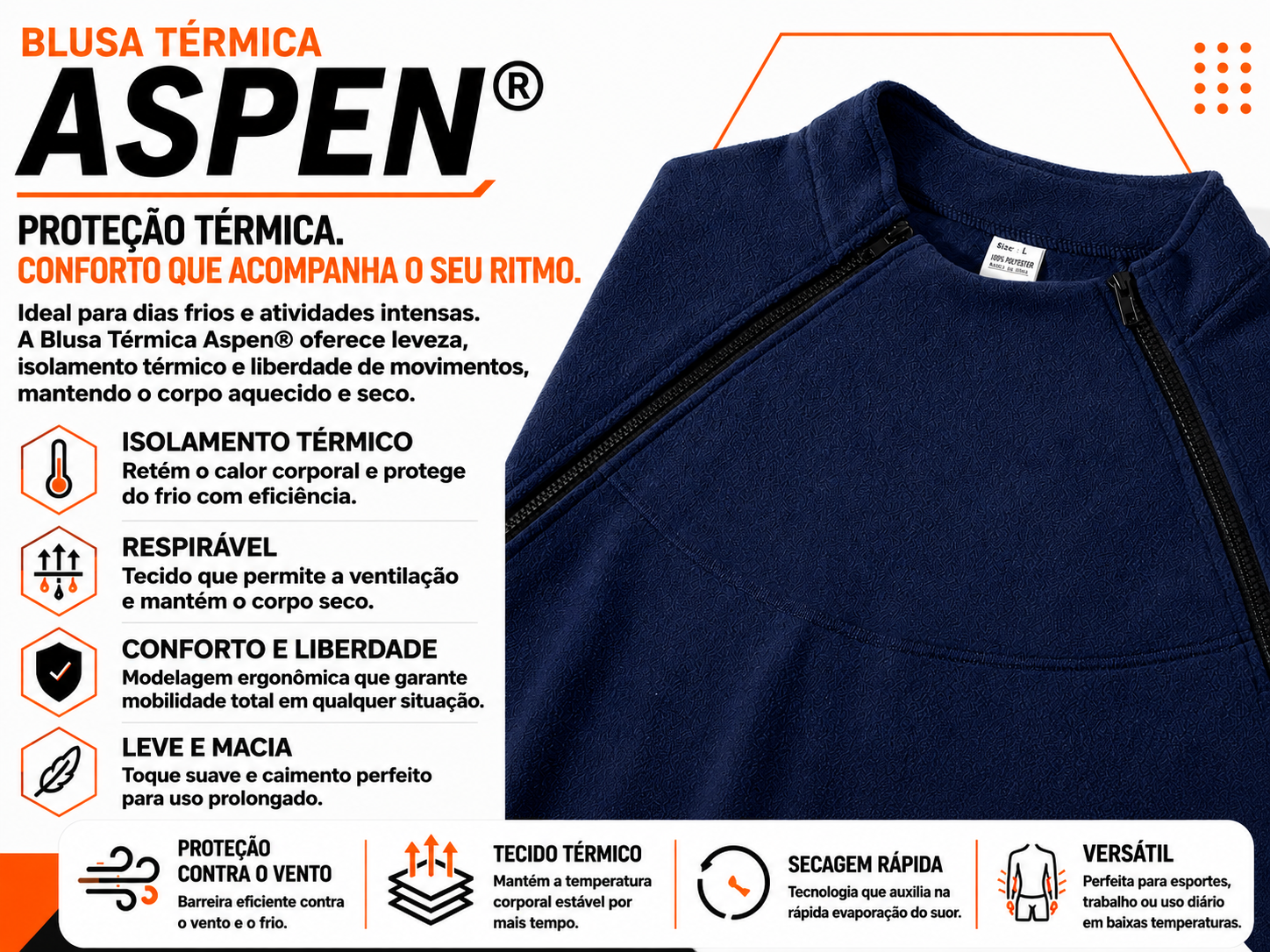 Blusa Térmica Aspen® - Azul Marinho