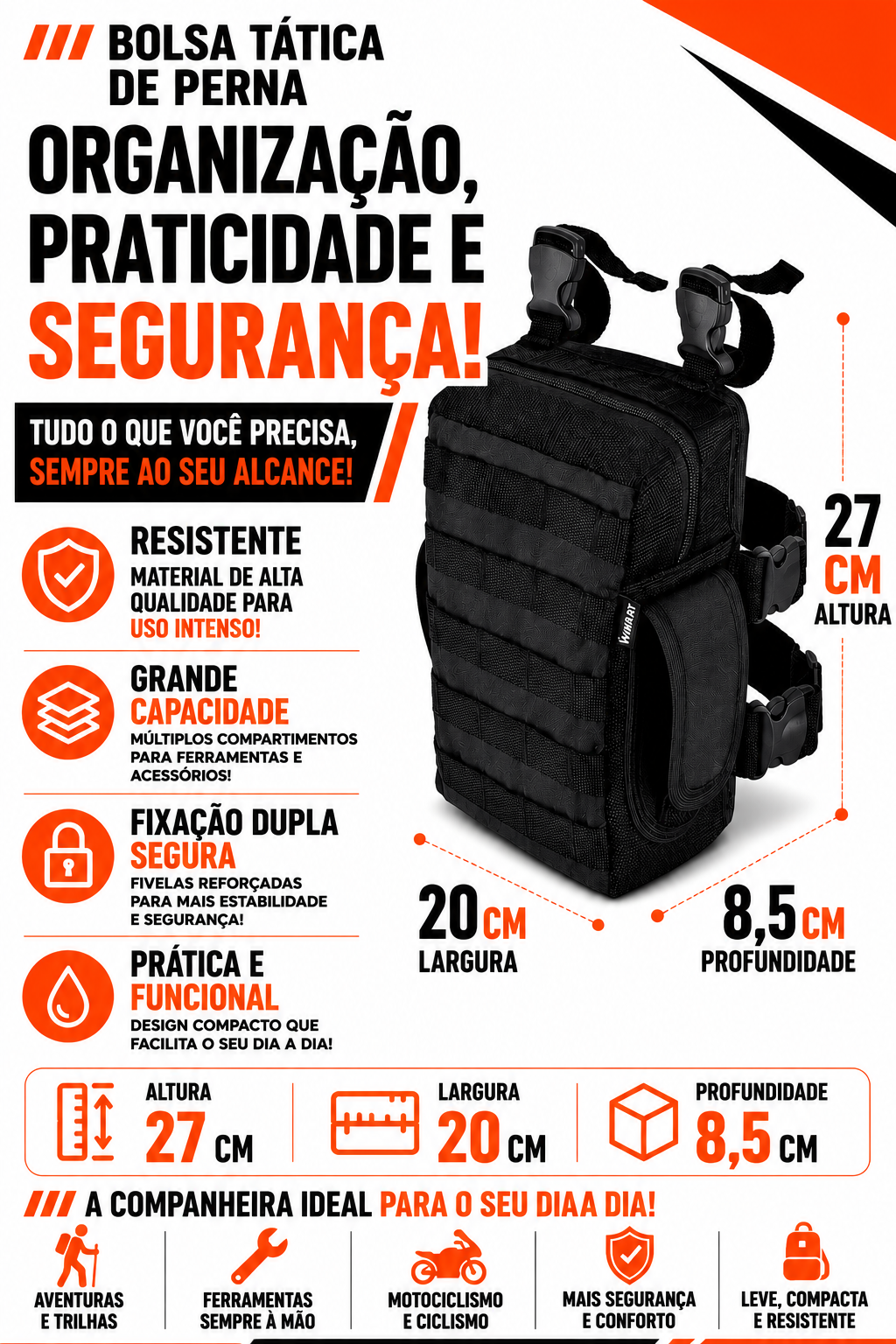 Bornal Tático Modular Poliester 600D