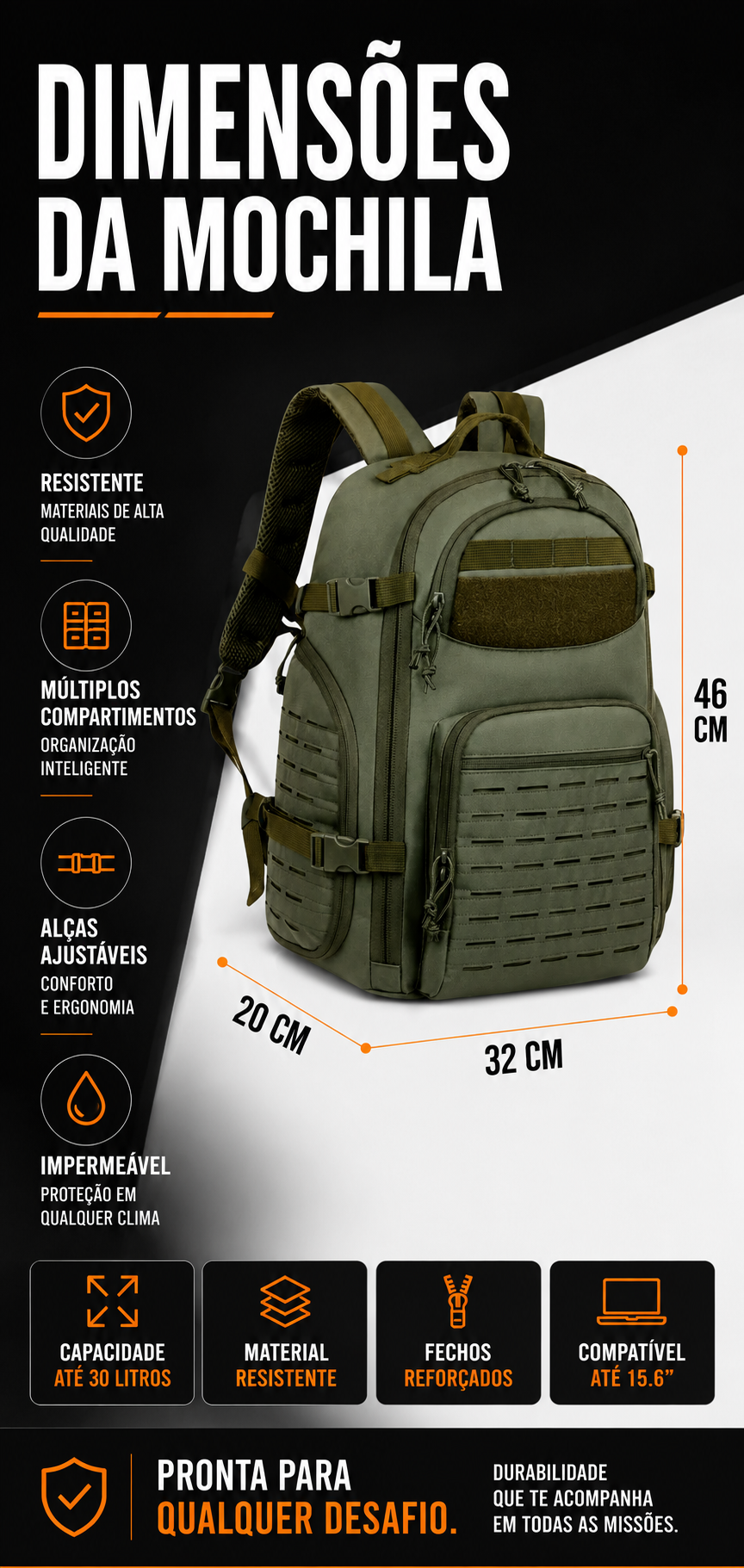 Mochila Tática Falcon 40 Litros - Verde