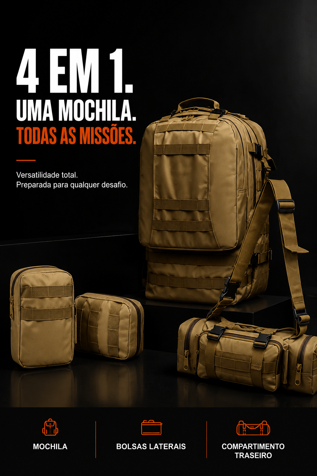 Mochila Militar Armor 65 Litros - Cáqui