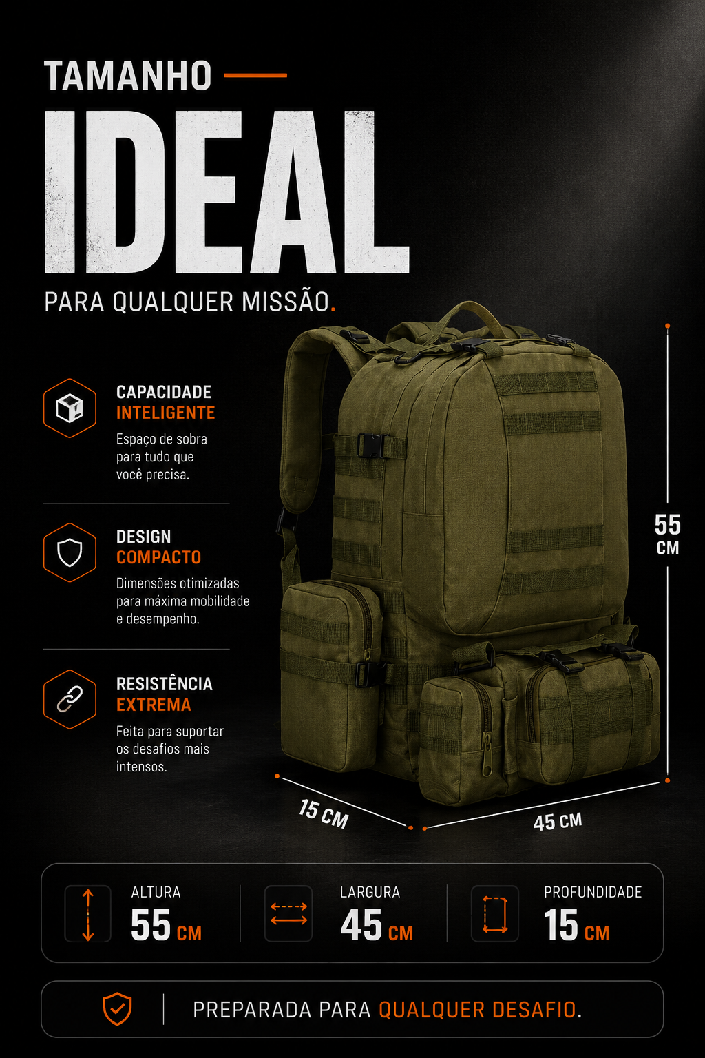 Mochila Militar Armor 65 Litros - Verde