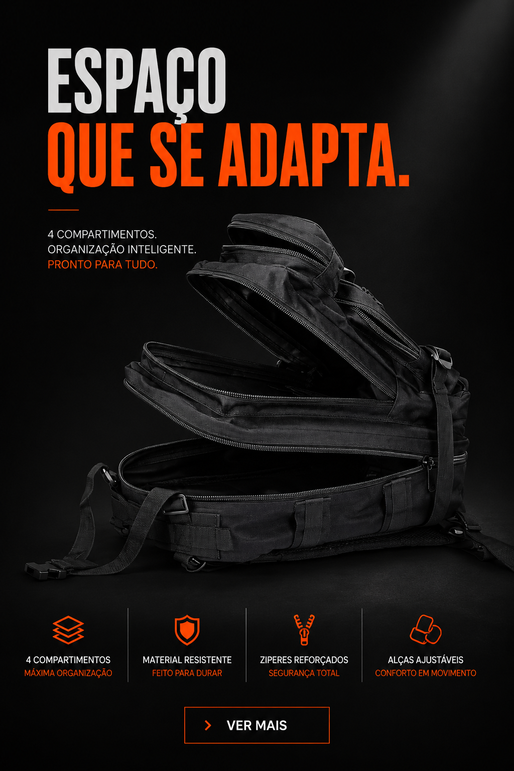 Mochila Tática Outdoor 30 Litros - Preta