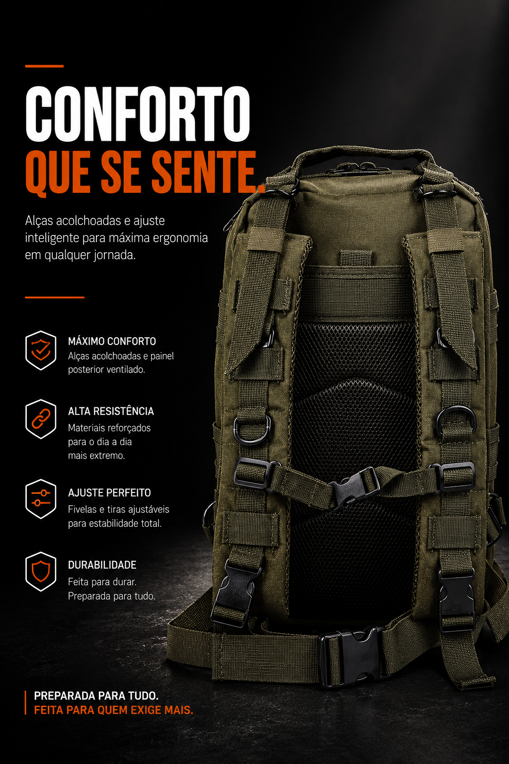Mochila Tática Outdoor 30 Litros - Verde Oliva