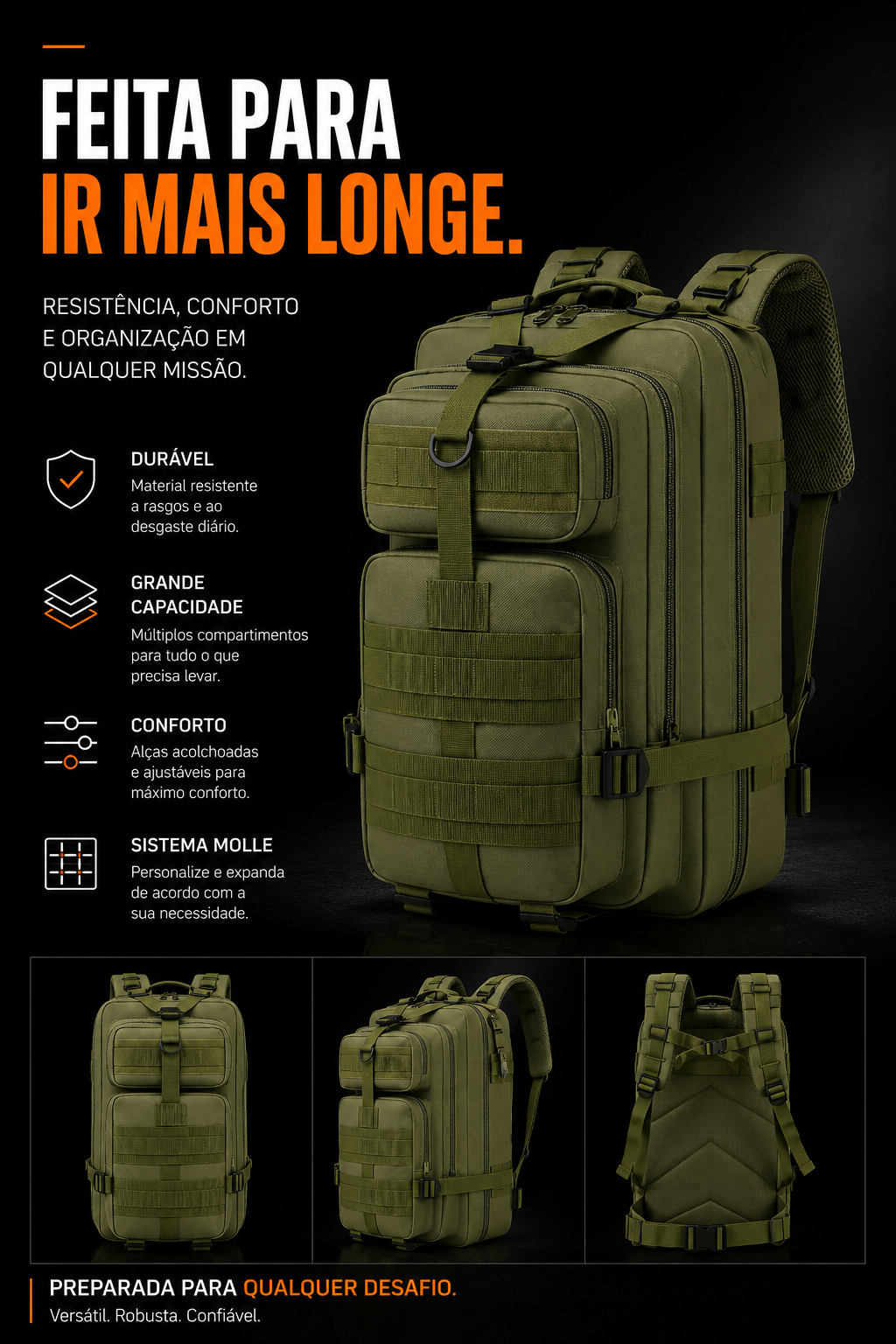 Mochila Tática Outdoor 30 Litros - Verde Oliva