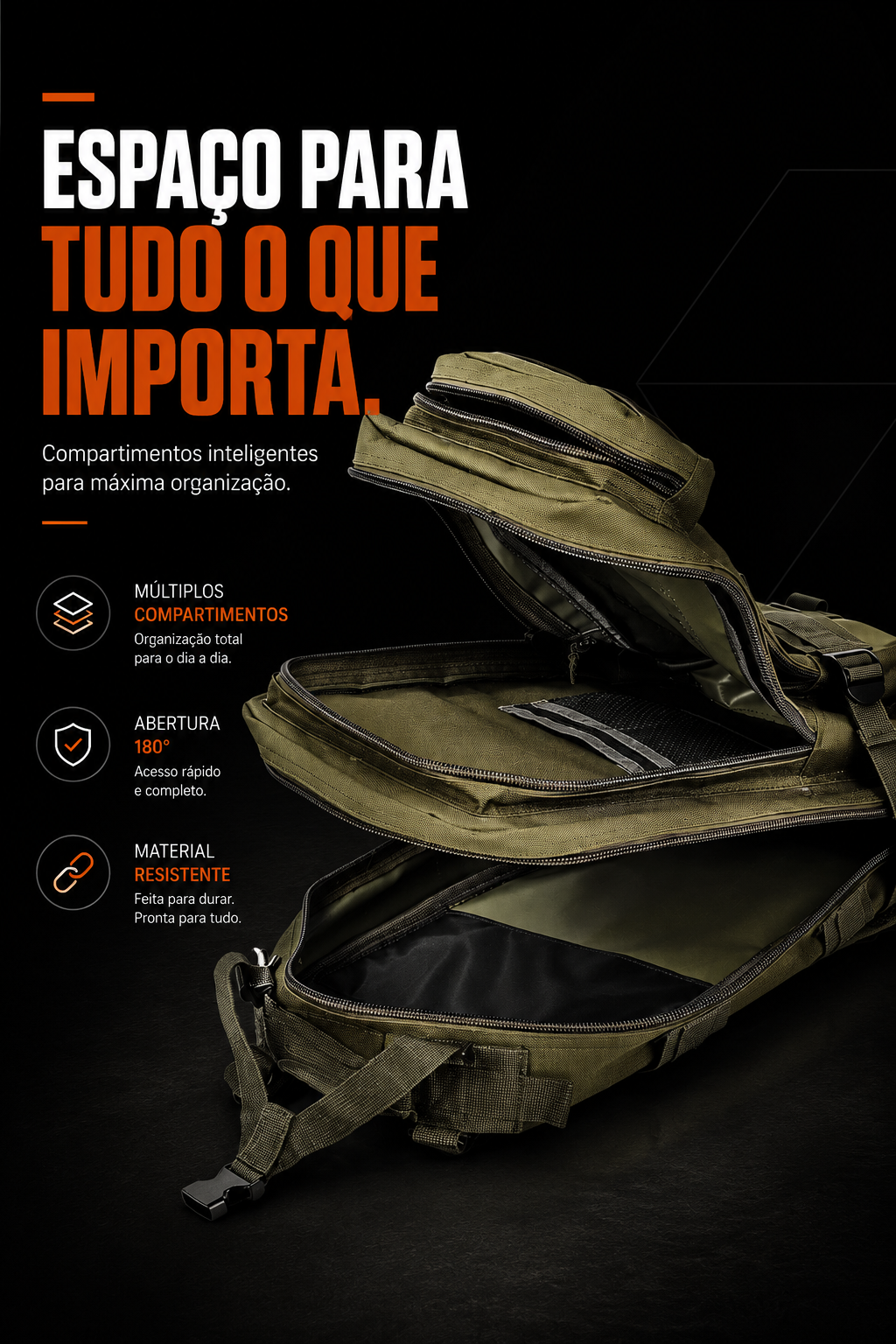 Mochila Tática Outdoor 30 Litros - Verde Oliva