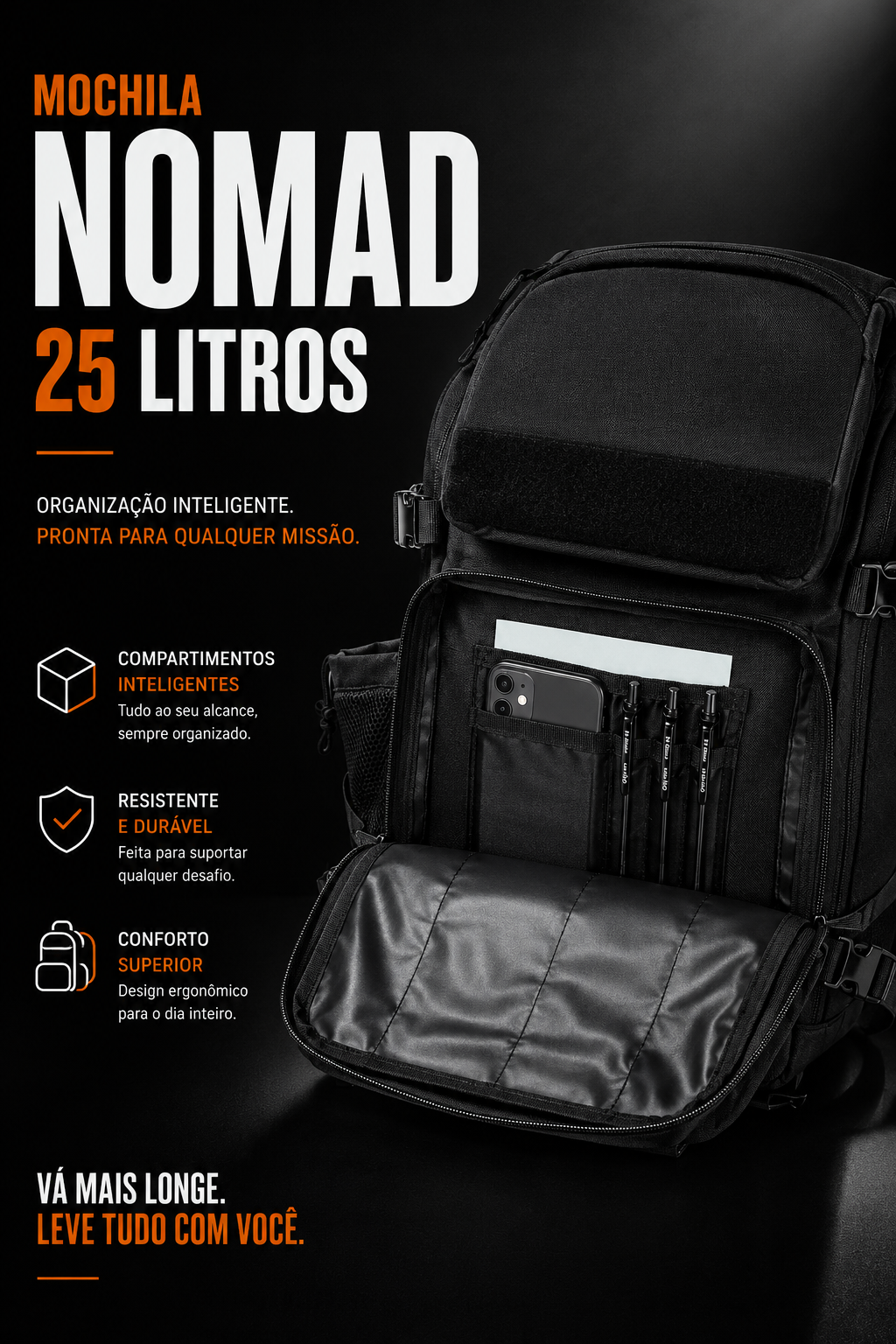 Mochila Nomad® 25 Litros - Preta