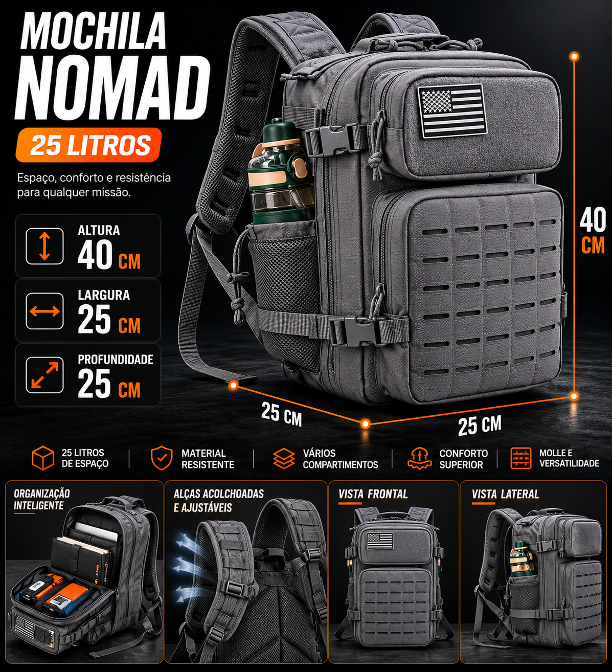 Mochila Nomad 25 Litros - Chumbo