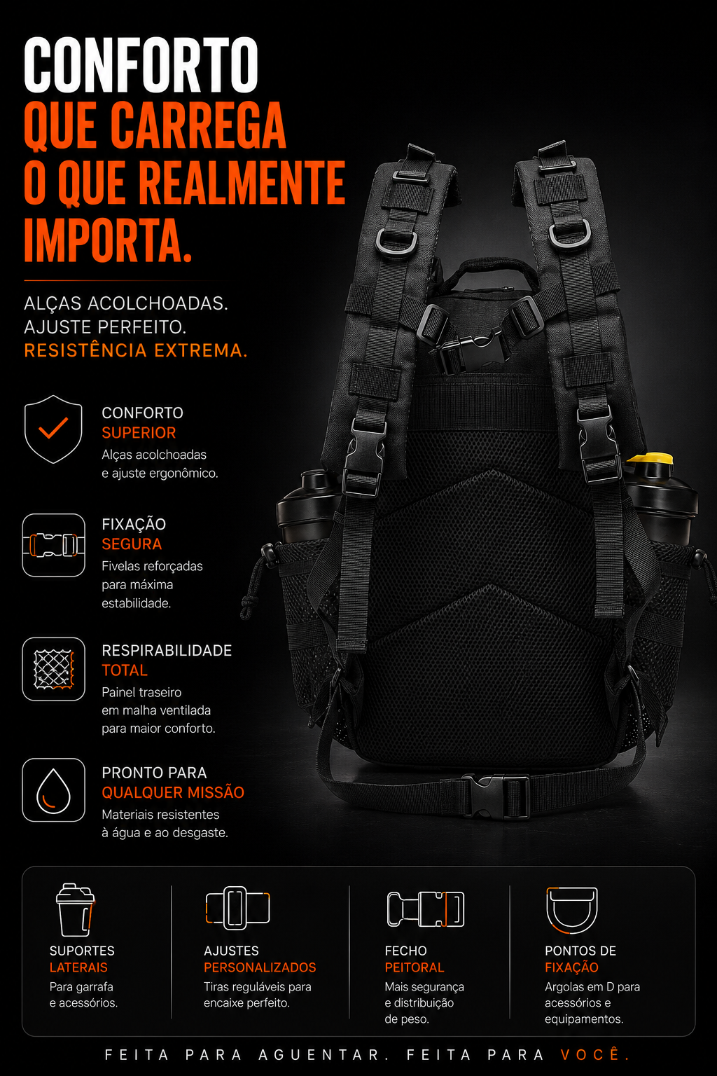 Mochila Tática Pulse 25L - Preta