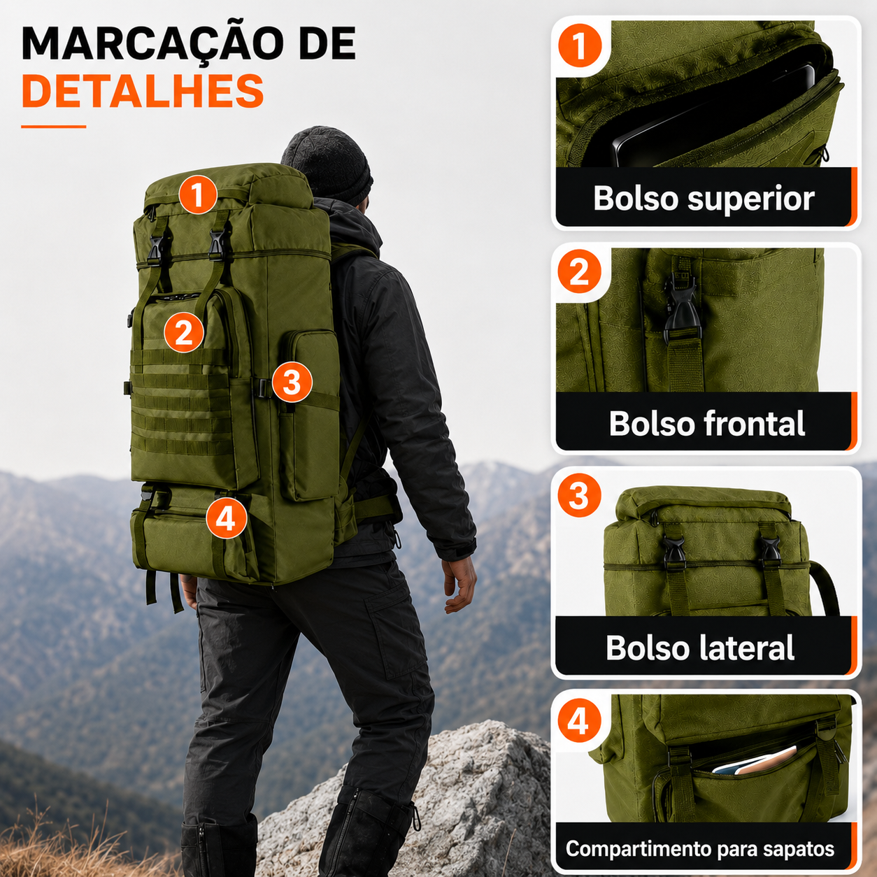 Mochila Adventure 70L - Verde Oliva