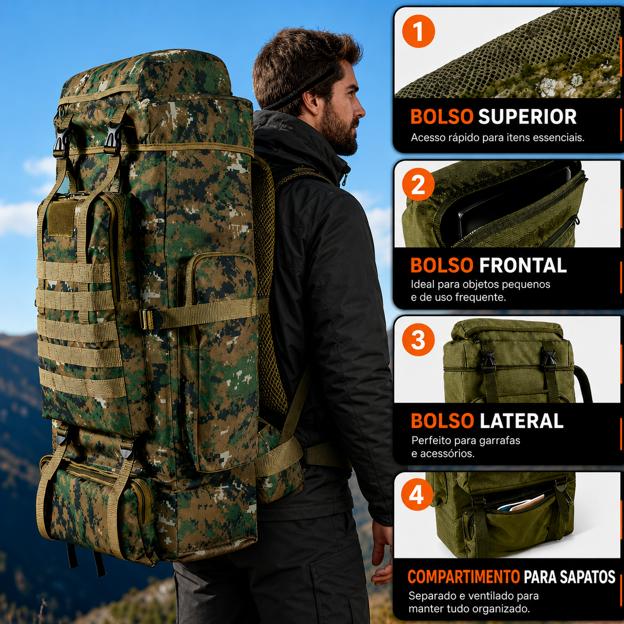 Mochila Adventure 70L - Camuflada