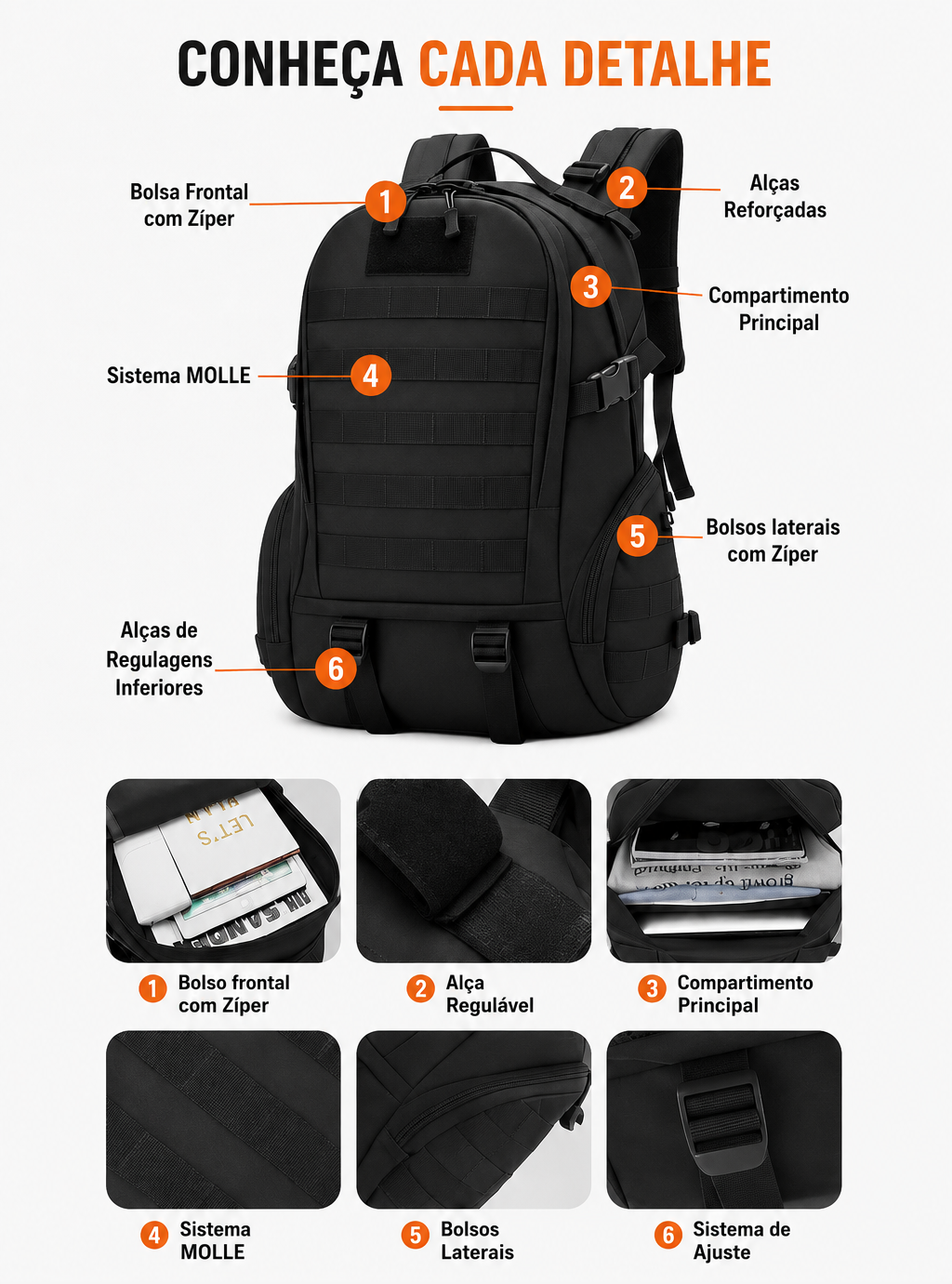 Mochila Tática Hornet 45 Litros - Preta