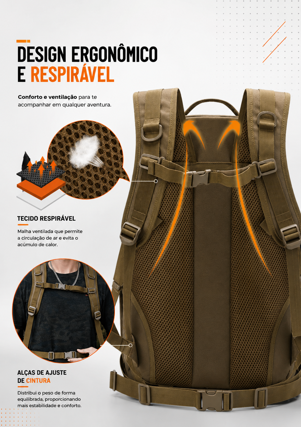 Mochila Tática Hornet 45 Litros - Cáqui