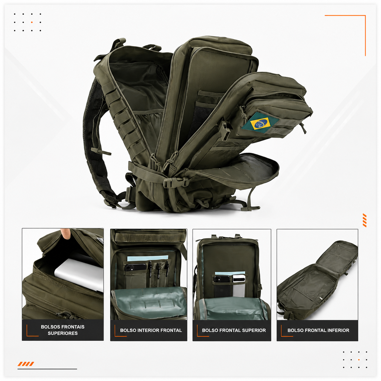 Mochila Tática Outdoor 50 Litros  - Verde Oliva
