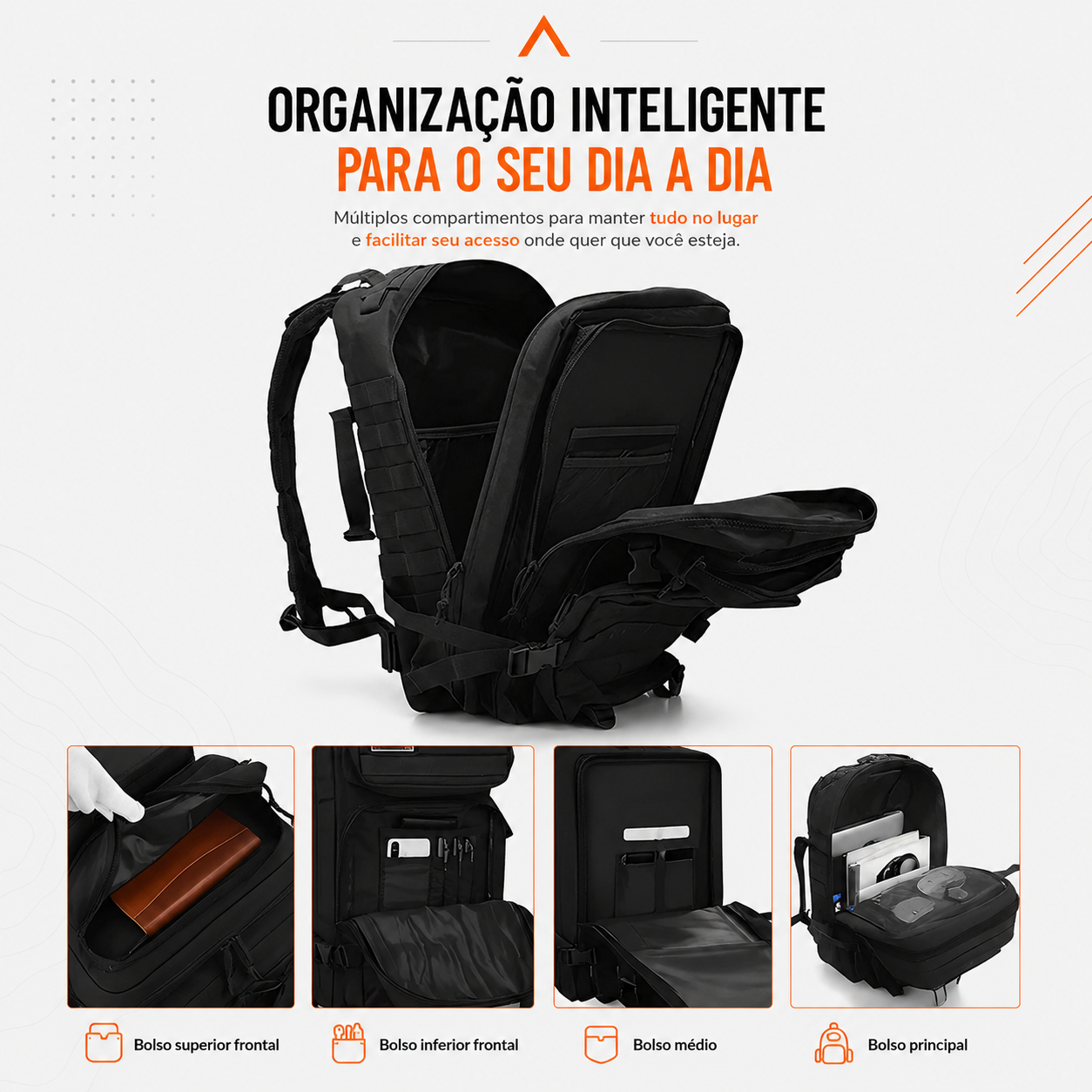 Mochila Tática Outdoor 50 Litros - Preta