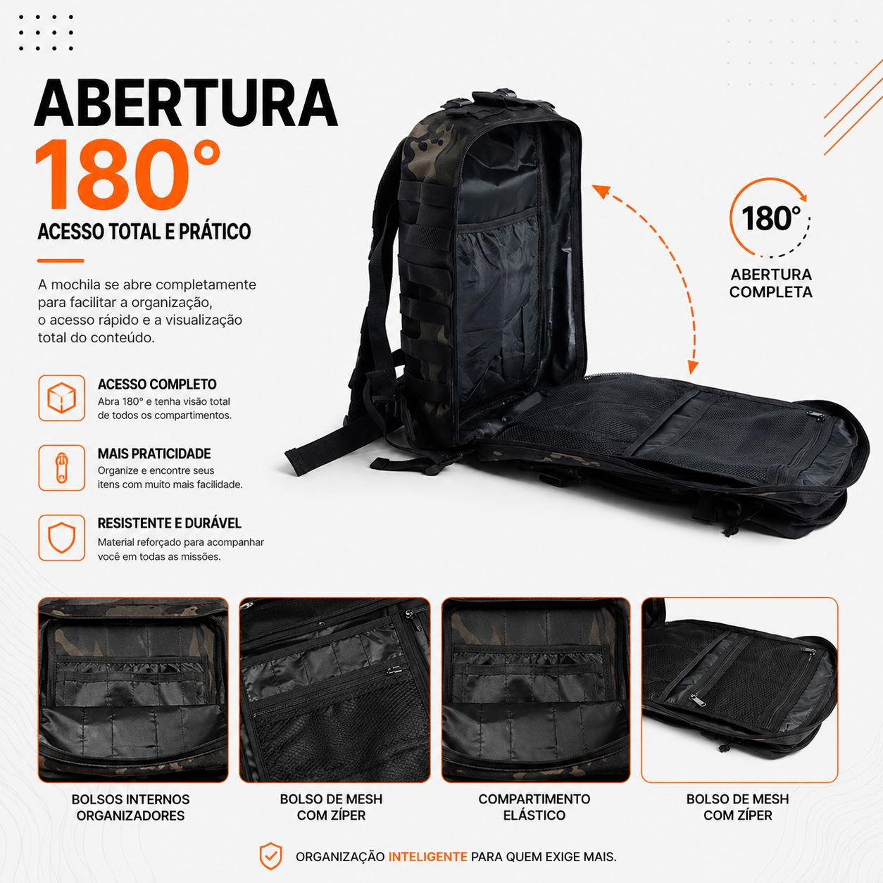 Mochila Tática Outdoor 50 Litros - Multicam Black
