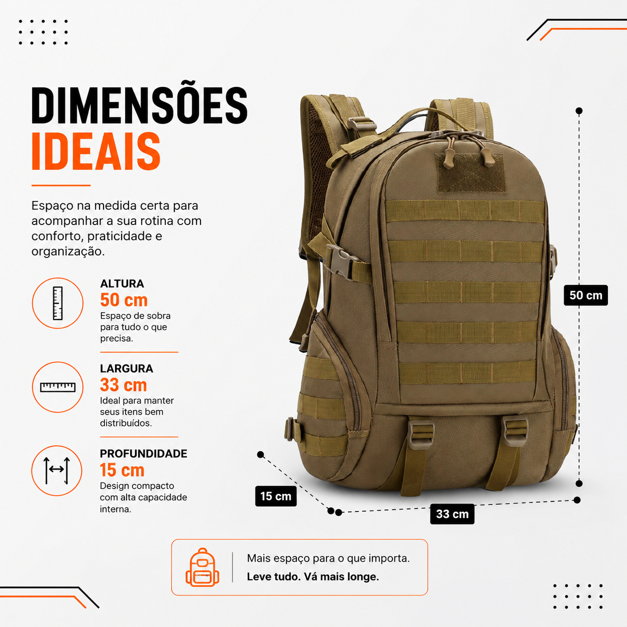 Mochila Tática Hornet 45 Litros - Cáqui