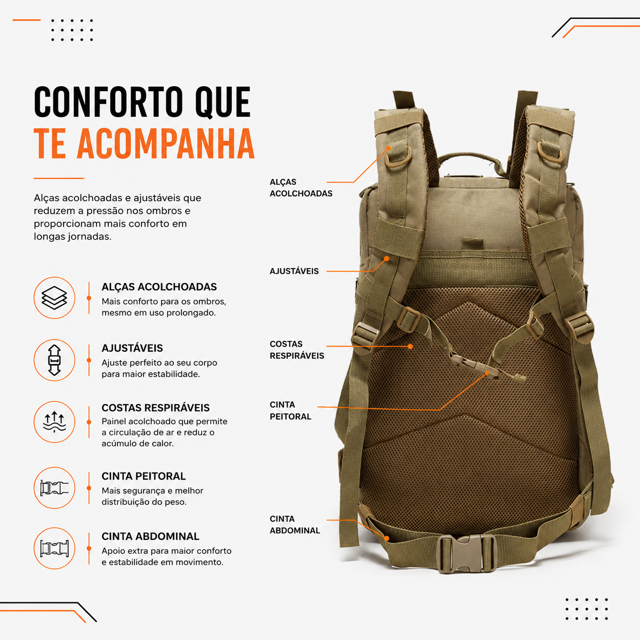Mochila Tática Mariner 50 Litros - Cáqui