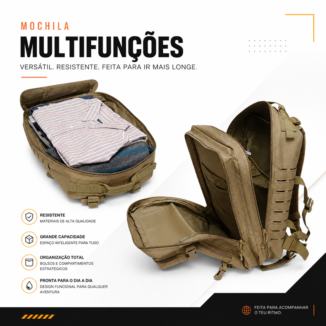 Mochila Tática Mariner 50 Litros - Cáqui