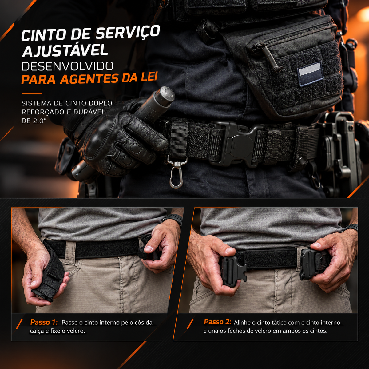 Cinto Tático Policial Duplo com Fivela de Engate Rápido Votagoo