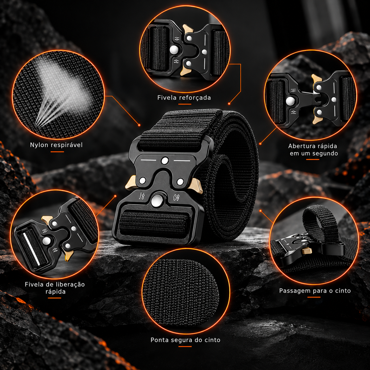 Kit 3 Cintos Táticos Guardian com Engate Rápido