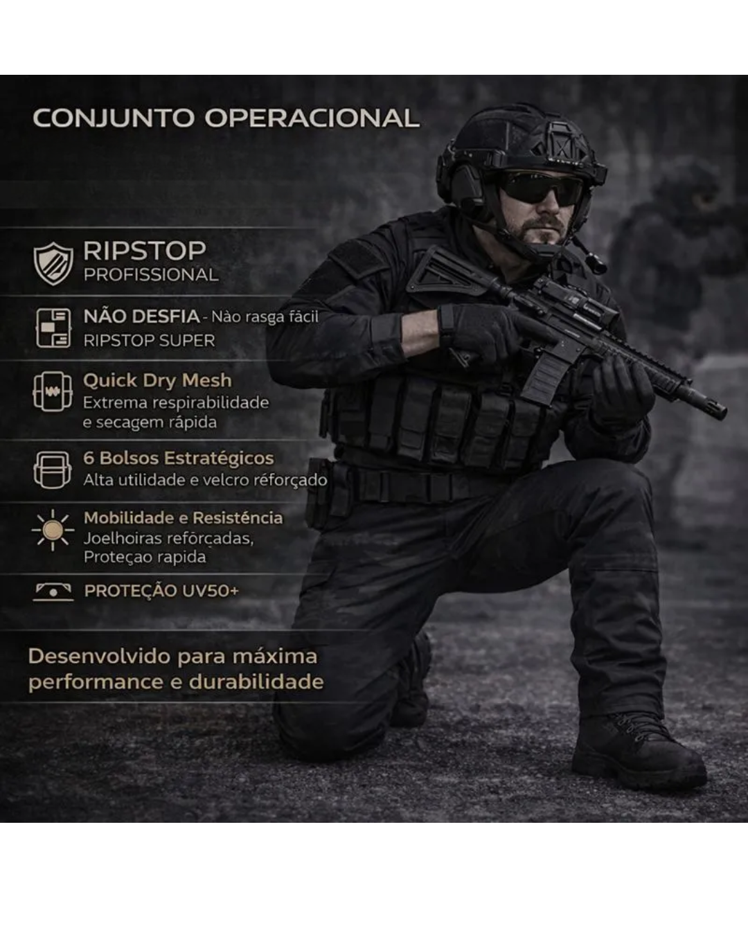 Farda Completa: Combat Shirt + Calça Tática - Azul Marinho