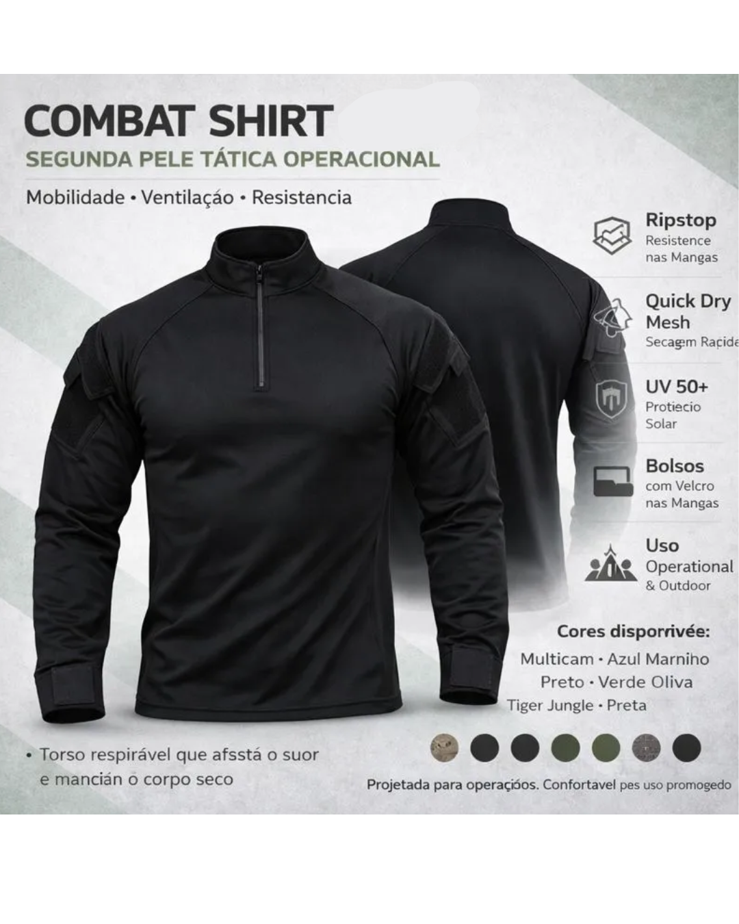 Farda Completa: Combat Shirt + Calça Tática - Azul Marinho