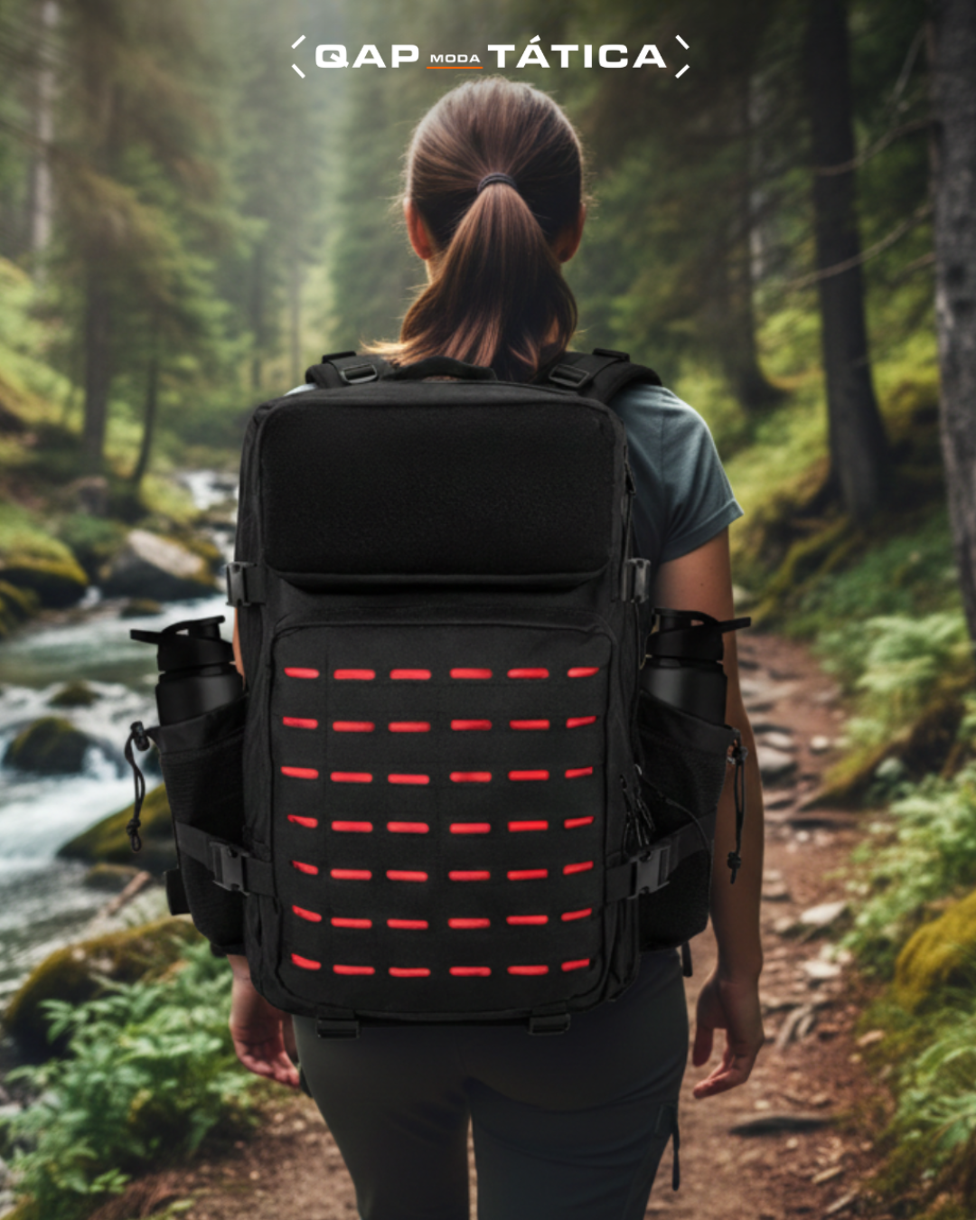 Mochila Nomad® 50 Litros - Preto e Vermelho